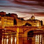 Sunset over the River Arno, Florence near Pointe Vecchio